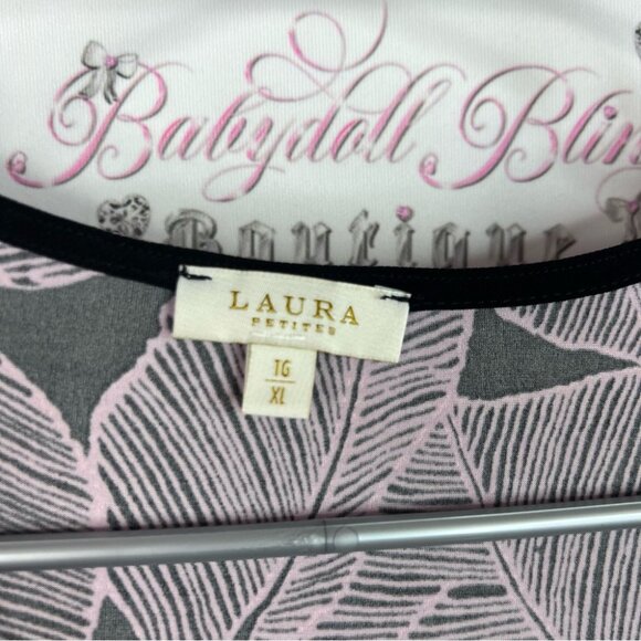 Laura top leaves Black and Pink Leaf Pattern Blouse - Picture 5 of 7